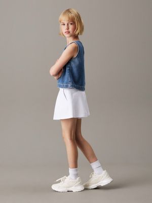 bright white relaxed milano pleated skort for girls calvin klein jeans