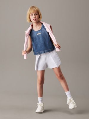 bright white relaxed milano pleated skort for girls calvin klein jeans