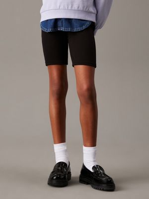 black skinny ribbed cycling shorts for girls calvin klein jeans