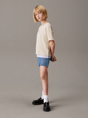 soft blue comfort denim skort for girls calvin klein jeans