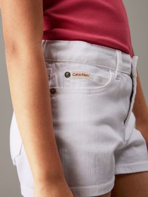 white high rise relaxed denim shorts for girls calvin klein jeans