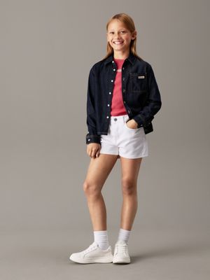 white high rise relaxed denim shorts for girls calvin klein jeans