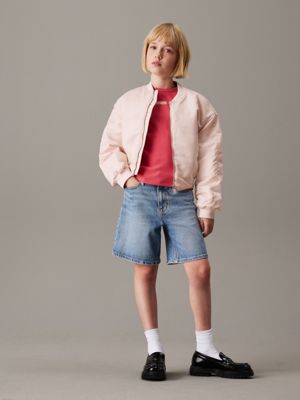 cloudy blue denim bermuda shorts for girls calvin klein jeans