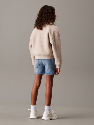 cloudy blue slim denim shorts for girls calvin klein jeans