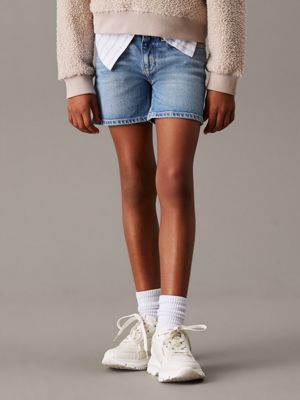 cloudy blue slim denim shorts for girls calvin klein jeans