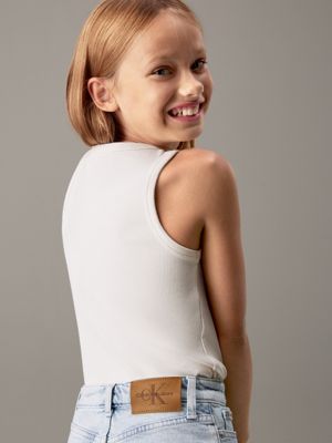 clean sky blue flared denim mini skirt for girls calvin klein jeans