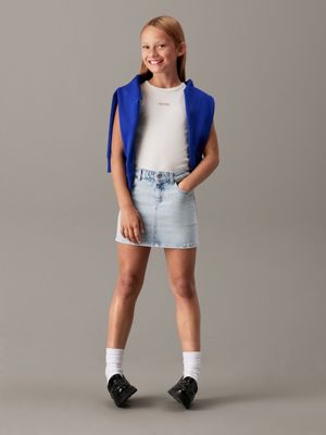 clean sky blue flared denim mini skirt for girls calvin klein jeans