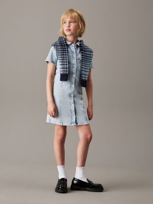 blue slim denim a-line dress for girls calvin klein jeans