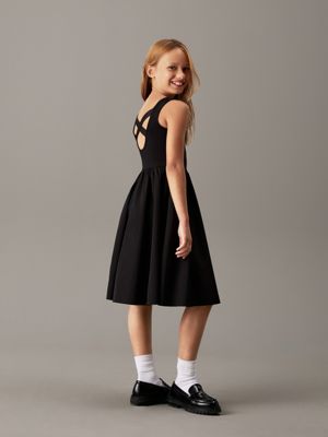 ck black flared milano back detail dress for girls calvin klein jeans