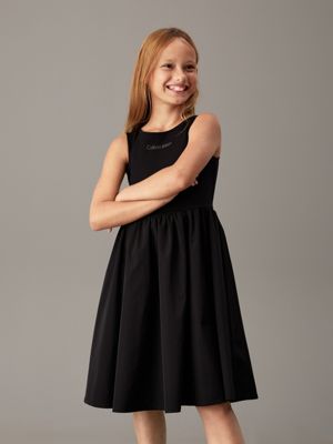 ck black flared milano back detail dress for girls calvin klein jeans