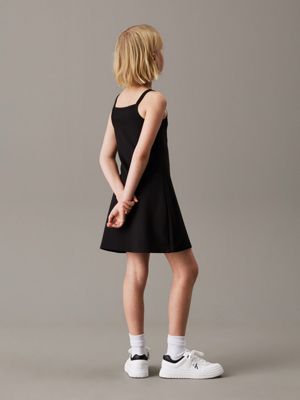 ck black loose punto milano slip dress for girls calvin klein jeans