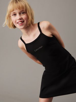 ck black loose punto milano slip dress for girls calvin klein jeans