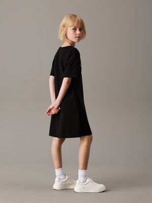 ck black oversized logo t-shirt dress for girls calvin klein jeans