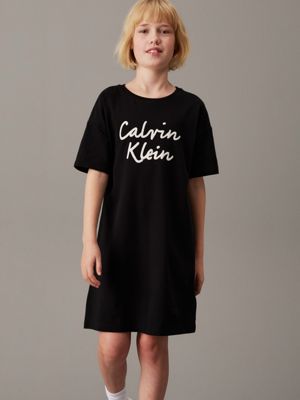 ck black oversized logo t-shirt dress for girls calvin klein jeans