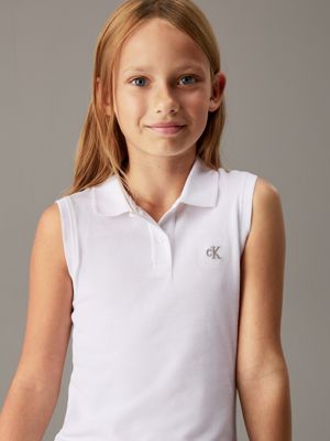 bright white loose sleeveless polo dress for girls calvin klein jeans