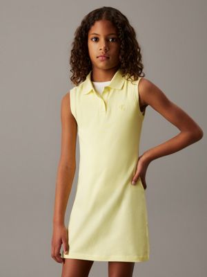 elfin yellow loose sleeveless polo dress for girls calvin klein jeans