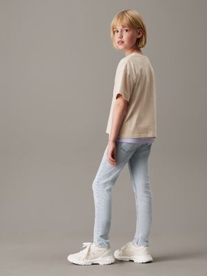 clean sky blue mid rise skinny jeans for girls calvin klein jeans