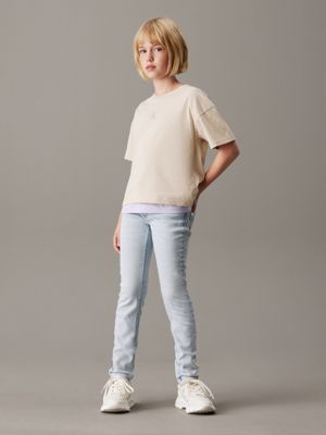 clean sky blue mid rise skinny jeans for girls calvin klein jeans