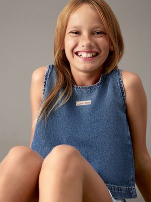 soft blue denim sleeveless top for girls calvin klein jeans