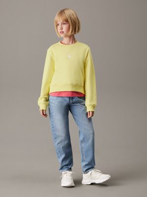 cloudy blue barrel leg jeans for girls calvin klein jeans