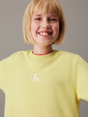 elfin yellow logo sweatshirt for girls calvin klein jeans