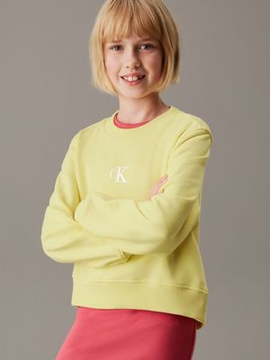 yellow logo sweatshirt for girls calvin klein jeans