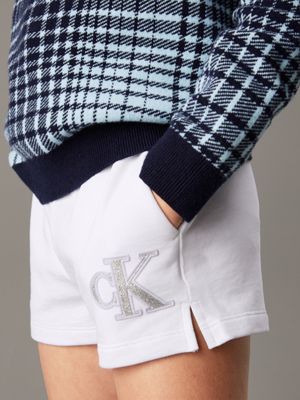 bright white logo jogging shorts for girls calvin klein jeans