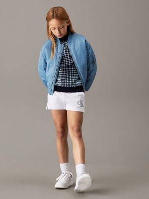 bright white logo jogging shorts for girls calvin klein jeans