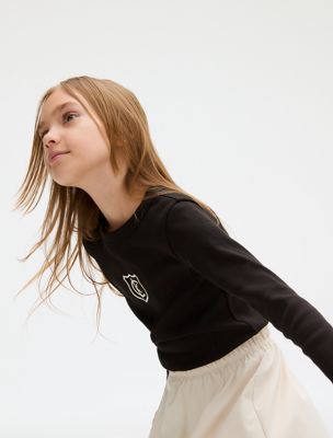 ck black ribbed long sleeve t-shirt for girls 
