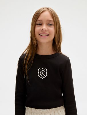 black ribbed long sleeve t-shirt for girls 