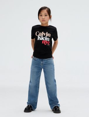 t-shirt avec logo ck black pour filles calvin klein jeans
