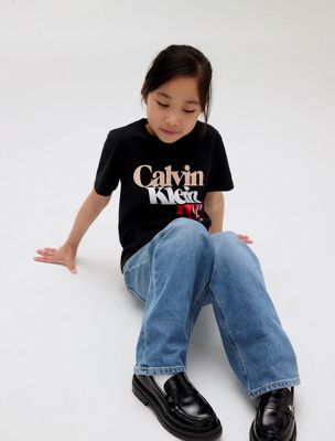 t-shirt avec logo ck black pour filles calvin klein jeans