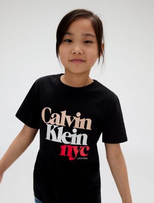 t-shirt avec logo ck black pour filles calvin klein jeans
