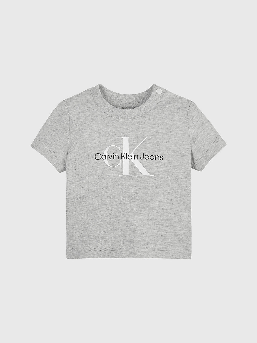T-Shirt In Cotone Biologico Con Logo Per Neonato > LIGHT GREY HEATHER > undefined newborn > Calvin Klein