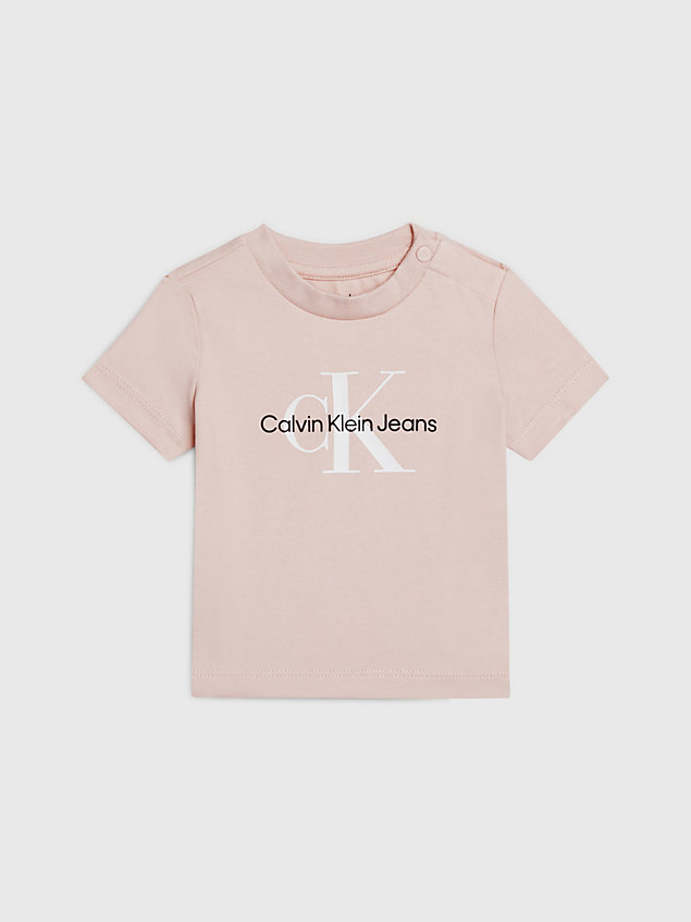 t-shirt pour nouveau-né avec logo pink pour newborn calvin klein jeans