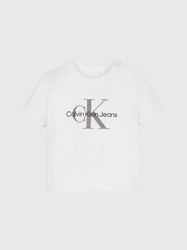 t-shirt neonato con logo white da neonato calvin klein jeans