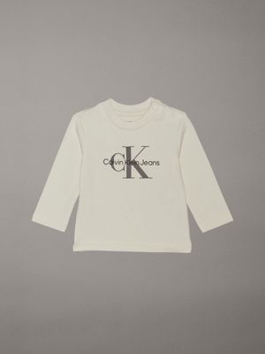 cream newborn long sleeve t-shirt for newborn calvin klein jeans