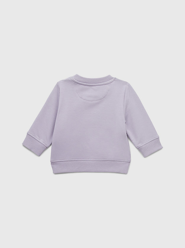 SMOKY LILAC Newborn Organic Cotton Sweatshirt for newborn CALVIN KLEIN JEANS