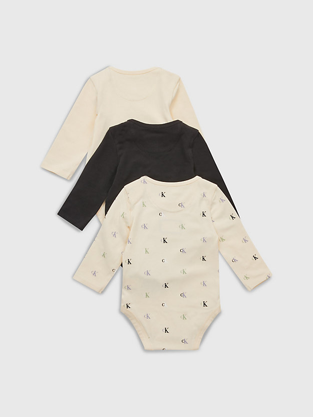 BLACK/ MUSLIN/ MONOGRAM AOP 3-Pack Newborn Bodysuit Giftset for newborn CALVIN KLEIN JEANS