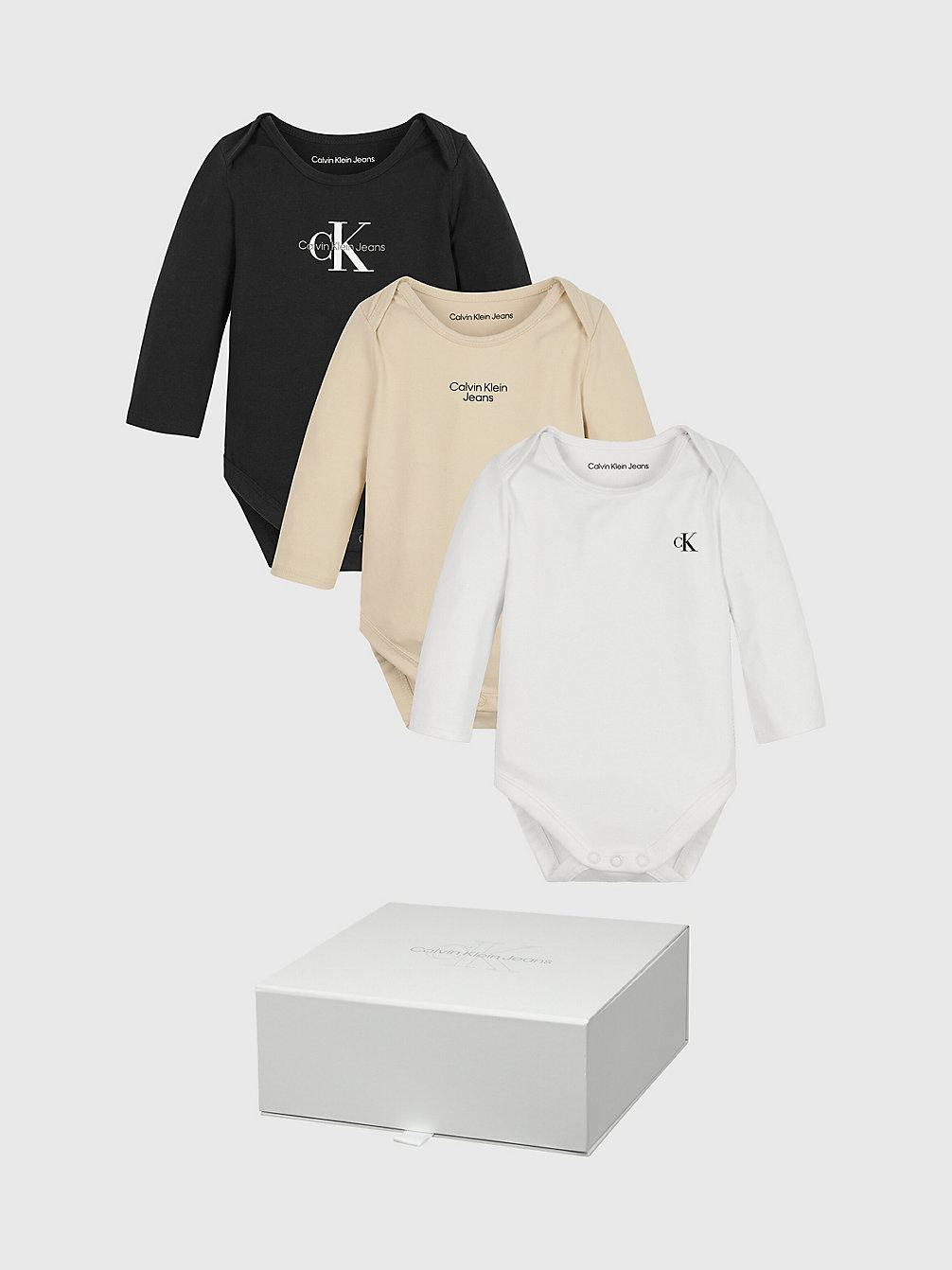 BLACK/MUSLIN/BRIGHT WHITE > Подарочный набор из 3 боди для новорожденных > undefined newborn - Calvin Klein