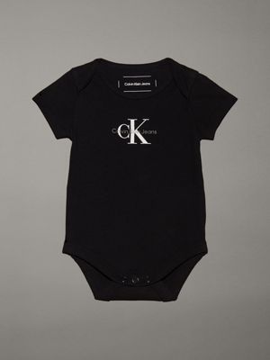 black newborn logo bodysuit for newborn calvin klein jeans