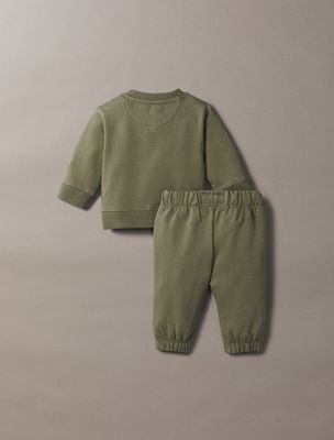 tuta con logo per neonato in spugna green da neonato calvin klein jeans