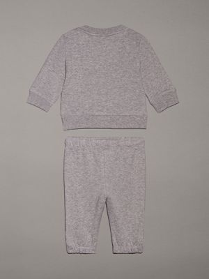 grey heather newborn terry  logo tracksuit for newborn calvin klein jeans