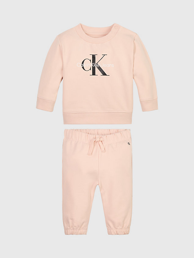 pink dres z materiału frotte z logo dla noworodka dla newborn - calvin klein jeans