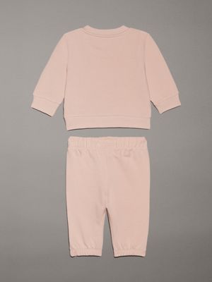 meringue blush newborn terry  logo tracksuit for newborn calvin klein jeans