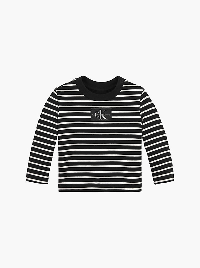 Black / Ivory Stripe > Футболка в полоску с длинными рукавами для новорожденных > undefined newborn - Calvin Klein