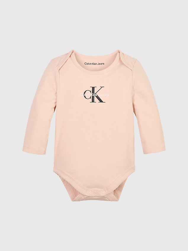 pink newborn logo bodysuit for newborn calvin klein jeans