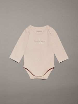 pink newborn logo bodysuit for newborn calvin klein jeans