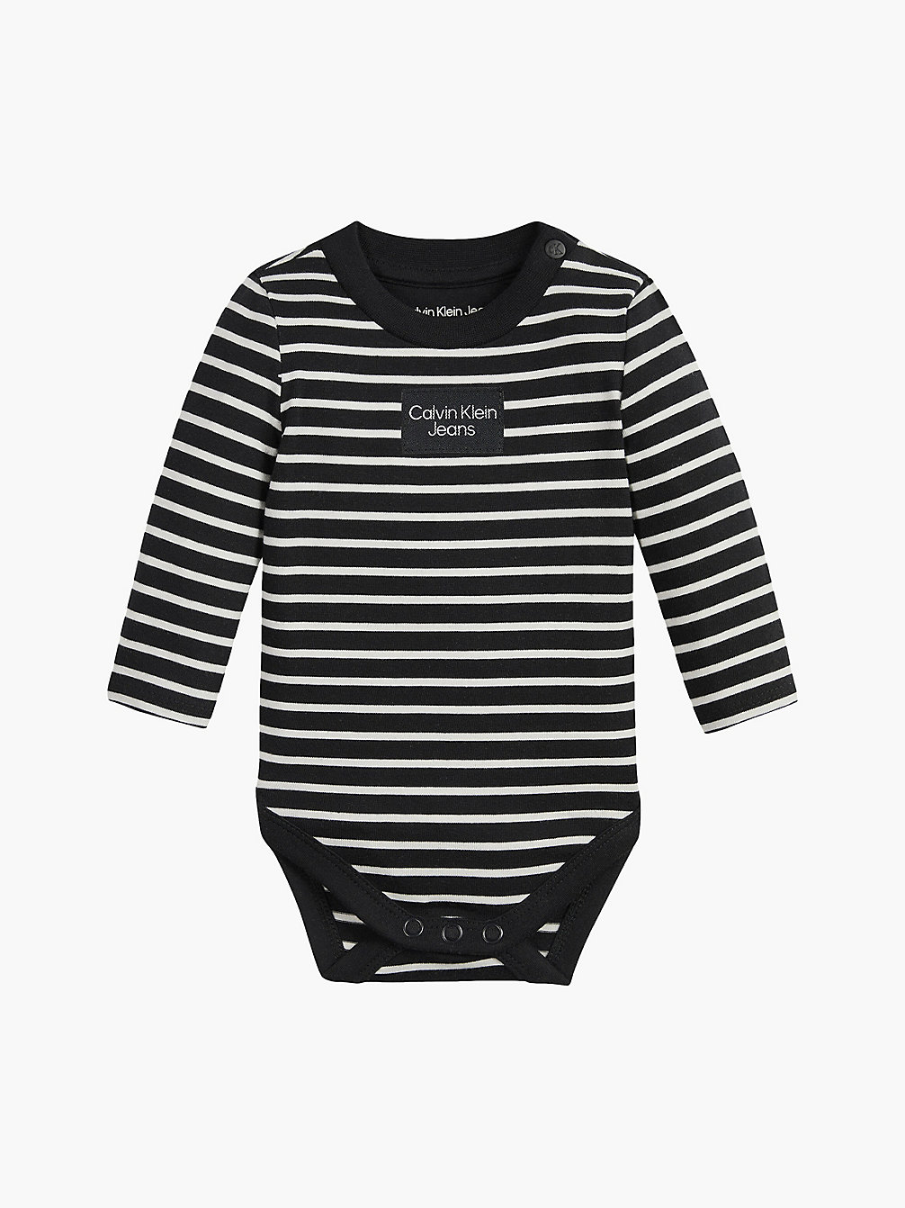 BLACK / IVORY STRIPE Newborn Striped Bodysuit undefined newborn Calvin Klein
