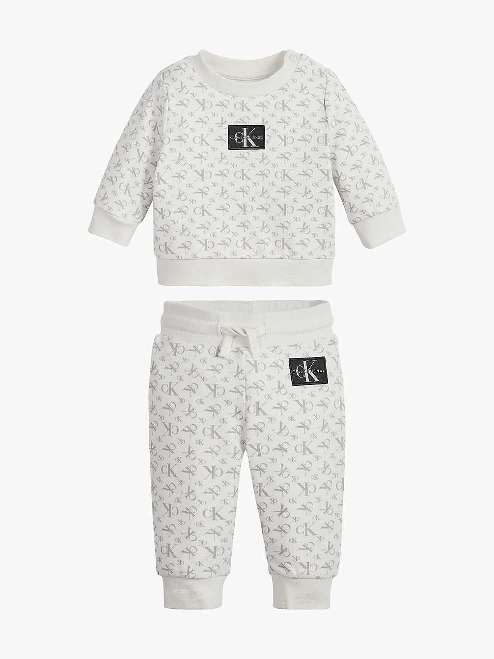 MONOGRAM AOP IVORY / GREY Logo-Trainingsanzug Für Babys undefined newborn Calvin Klein